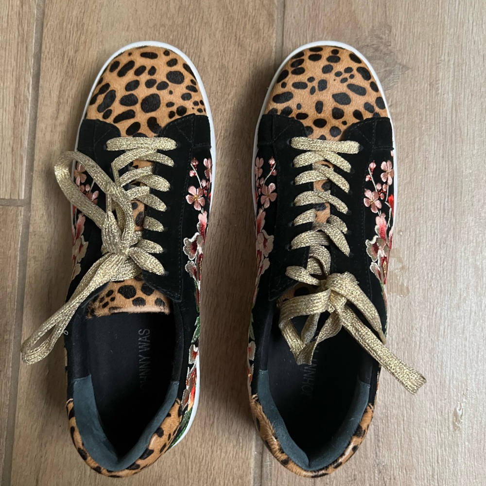 Johnny Was Leopard and Floral Sneakers Sz 10